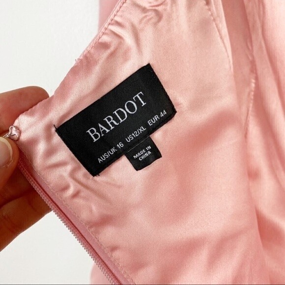 Bardot Gigi Ruffle Hem Fit & Flare Mini Dress Blush Pink Size 12/XL - Picture 8 of 10